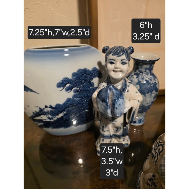 Asian Blue and White Asian Porcelain Collection Seven Pieces For Sale - Image 3 of 8