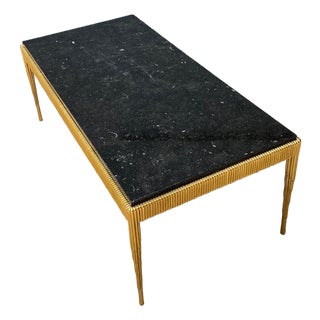 Vintage Gilt Metal and Stone Cocktail Table For Sale