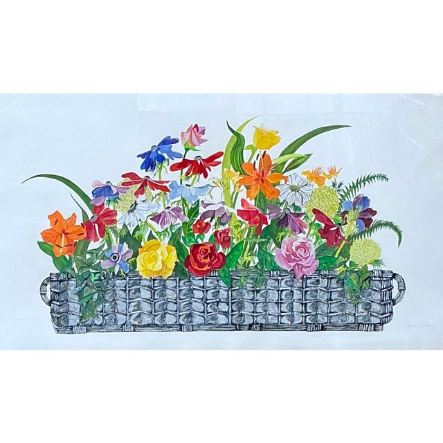 Vintage Monumental Original Watercolor Floral Bouquet on Paper For Sale In West Palm - Image 6 of 12
