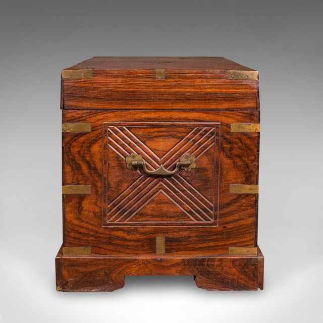 Wood Antique Celebration Chest, Indian, Teak, Brass, Trunk, Coffee Table, Victorian For Sale - Image 7 of 12