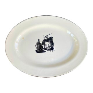 Vintage Harker Platter – Colonial Lady Pattern - 1940s Bakerite Oval Serving Plate For Sale