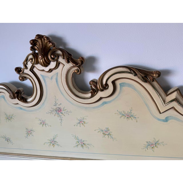Vintage Karges Venetian French Provincial Style Carved Wood King Size Headboard For Sale - Image 12 of 14