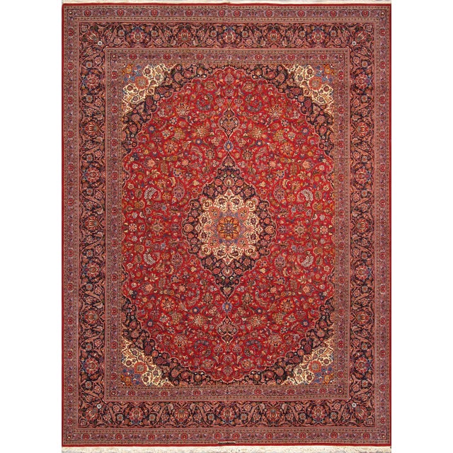 Pasargad Home Antique Kashan Wool Area Rug-10'10" X 14' 7" , Red For Sale In New York - Image 6 of 6