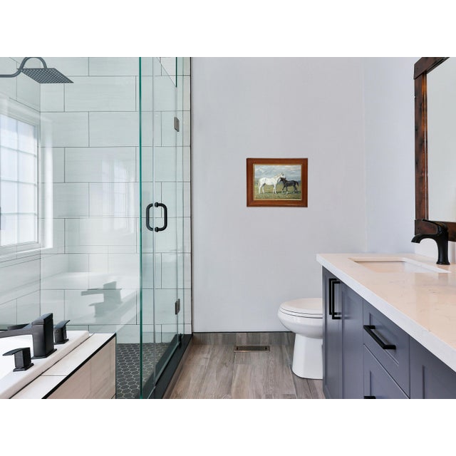 1930s 1936 “Salome and Foal” English Equestrian Horse Painting Oil on Canvas Board by Imogen Muntz For Sale - Image 5 of 9