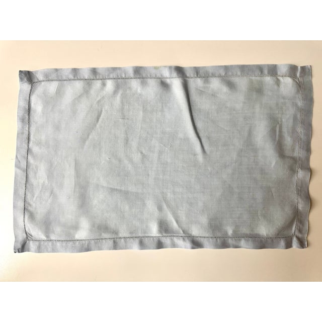 1970s Heather Blue Linen Placemats 11 X 18" - 4pcs For Sale - Image 4 of 4