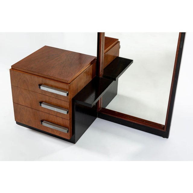 Antique Art Deco Wood Vanity Mirror & Stool by Donald Deskey for Widdicomb 1930s For Sale - Image 11 of 18