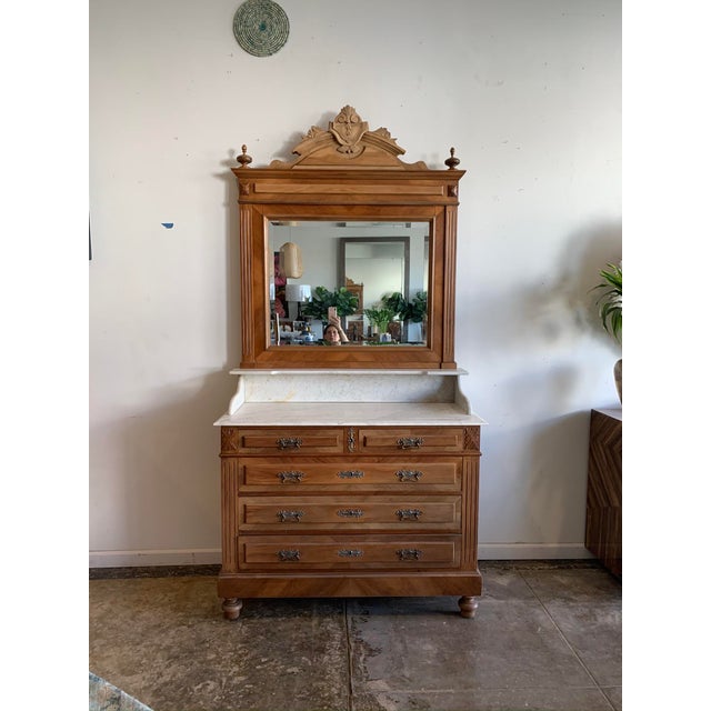Late 19th Century Victorian Marble Top Chest Of Drawers With