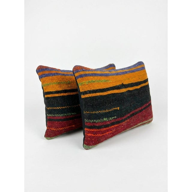 Mid-Century Modern Modern Kilim Lumbar Pillow Cover 14'' X 20'' & 14'' X 24'' - Set of Two For Sale - Image 3 of 4
