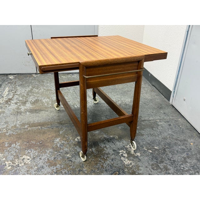 Wood Mid 20th Century Drop-Leaf Rolling Bar Cart, Vintage For Sale - Image 7 of 12