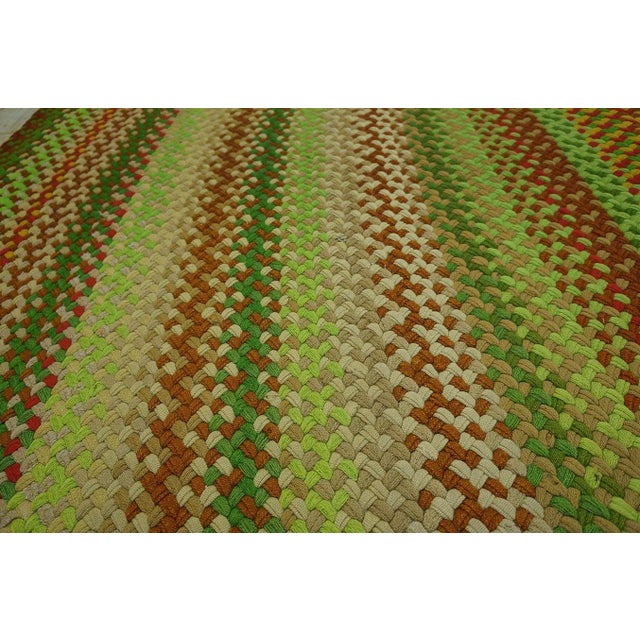 Asparagus 1950s Colorful Medallion Modern Vintage American Braided Rug 9' X 12' 6" Cotton Carpet For Sale - Image 8 of 12