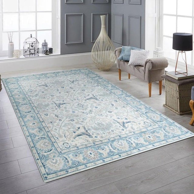 2020s 8x10 Ivory Hand-Knotted Wool Serene Floral Symmetry Traditional Carpet Rug For Sale - Image 5 of 5