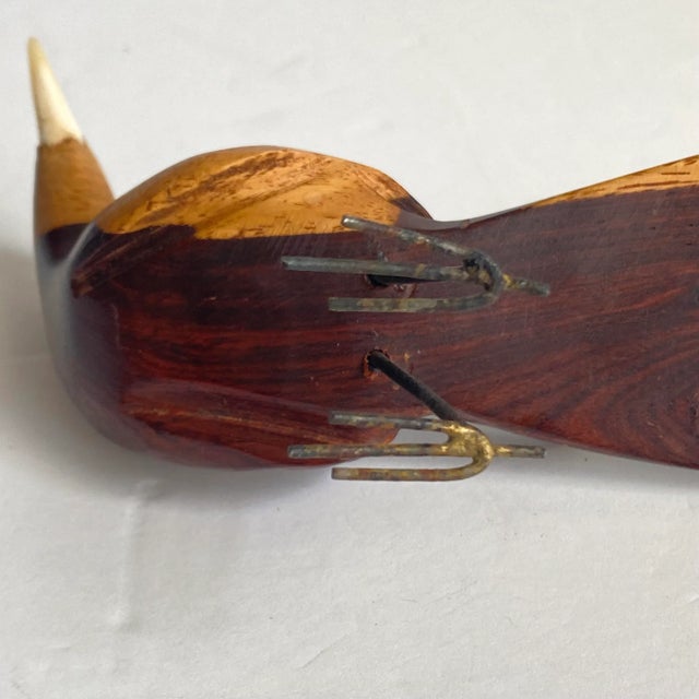 Mid Century Hand Carved Birds in Palo Fierro Wood a Pair For Sale - Image 6 of 10