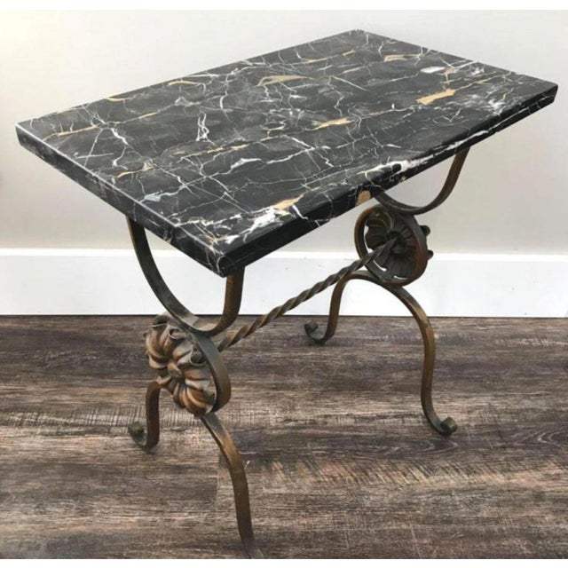 Antique French Wrought Iron Marble Top End Table Chairish