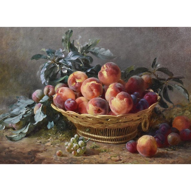 Flowers artwork, antique oil painting, still life with fruit proposed here is a beautiful oil painting on canvas from the...