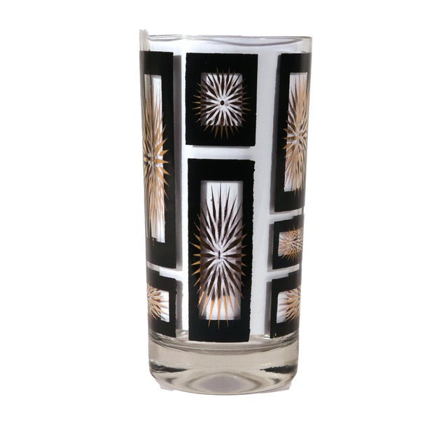 Black 1950s Mid-Century Modern Drinking Glasses With Holder-Set of Eight - 9 pcs For Sale - Image 8 of 16