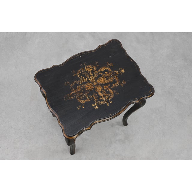 19th Century Black Wooden Side Table with Drawer, France For Sale - Image 12 of 16