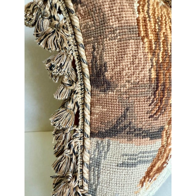 Brown Vintage Needlepoint Fringe Pillow of Shih Tzu Dog For Sale - Image 8 of 8