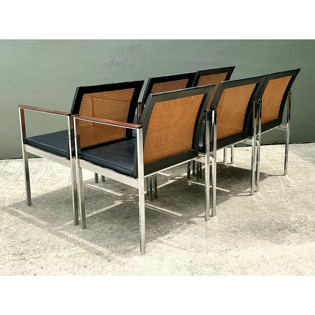 Vintage Paul McCobb for Lane Chrome Frame and Cane Dining Chairs - Set of 6 For Sale - Image 13 of 18