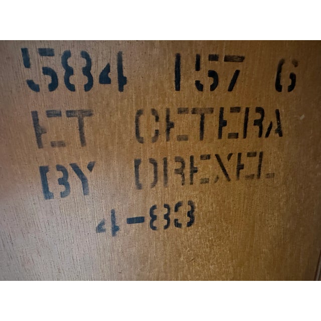 Brown 1980s Drexel Heritage “Et Cetera Collection” Inlaid Walnut Secretary Desk Bookcase With Bubble Glass For Sale - Image 8 of 9