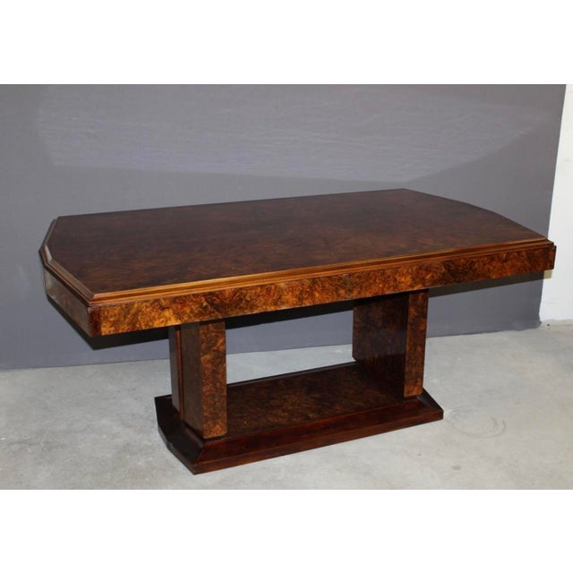 Art Deco Mahogany & Elm Burl Dining Table, 1930s For Sale - Image 4 of 16