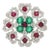 14k White Gold Emerald and Ruby Floral Cocktail Ring With Diamonds Size 6 For Sale - Image 4 of 13