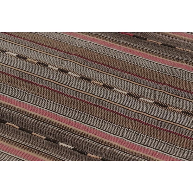 1950s Vintage Persian Kilim, Muted Rose & Charcoal Stripes - Rug & Kilim For Sale - Image 5 of 8