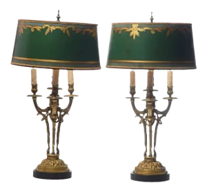1900's French Bronze Lamps - a Pair