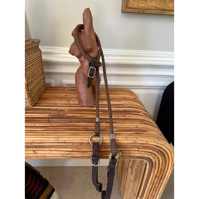 Vintage English 80” Braided Plaited Leather, Stainless Steel Equestrian Horse Rein For Sale - Image 13 of 16