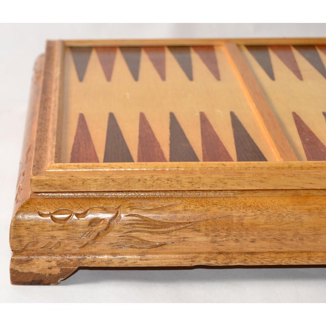 Italian Vintage Carved Wood Backgammon Chess Set Toys Collectables Box Board Never Used For Sale - Image 15 of 17