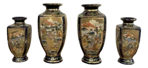 Antique Japanese Satsuma Vase Set, 1900, Set of 4