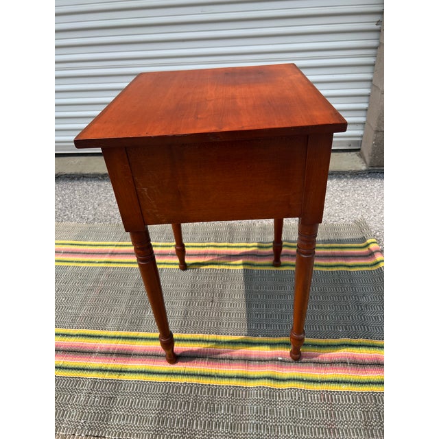 A Sheraton Cherry Turned Leg Two Drawer Side Table, Pennsylvania, Circa 1820's For Sale - Image 12 of 12