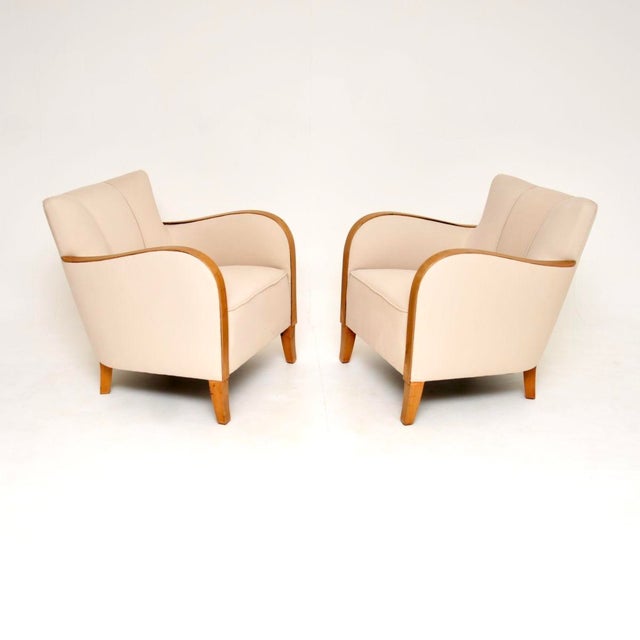 Mid-Century Modern Art Deco Swedish Chairs in Satin Birch, 1930s, Set of 2 For Sale - Image 3 of 10