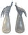 21 In. Tall Art Glass Clear Fluted Confetti Blue Speckled Flower Shaped Vase For Sale - Image 9 of 17