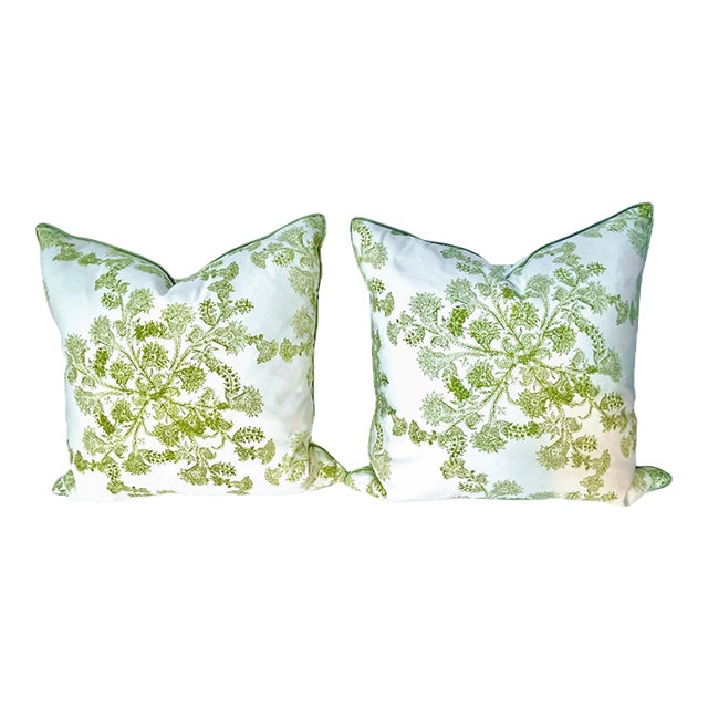 Pair of Vintage Dandelion Print Pillows For Sale