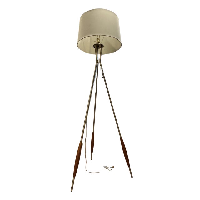 Brass Late 20th Century Mid-Century Modern Tripod Floor Lamp in the Style of Gerald Thurston for Lightolier For Sale - Image 8 of 13