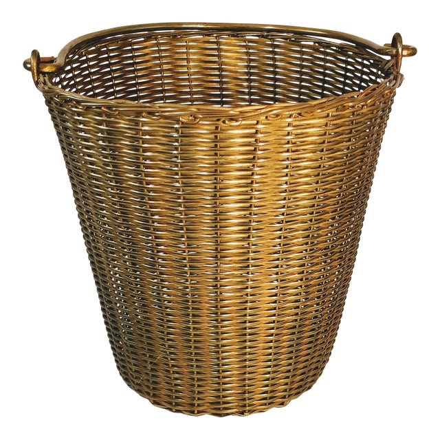 Vintage Brass Wire Basket With Handle Woven Chairish
