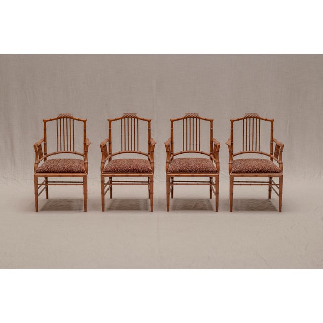 Italian Faux Bamboo Armchairs, 1970s, Set of 4 For Sale - Image 3 of 16