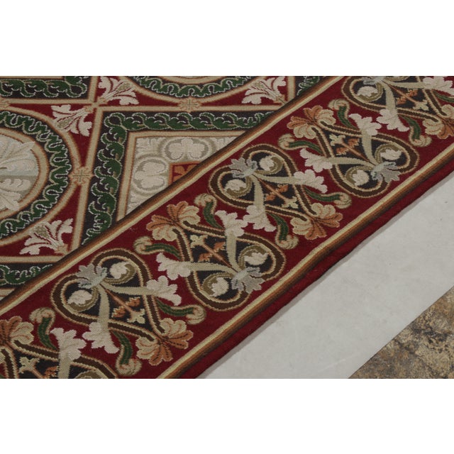 Rug & Kilim’s Transitional Style Needlepoint Rug, Red,Green Floral Pattern For Sale In New York - Image 6 of 6