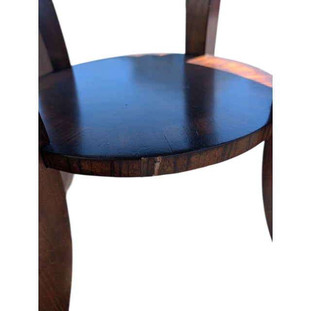 Brown Vintage Uttermost 28-Inch Round Compass Star Inlaid Wood Bistro Table For Sale - Image 8 of 11