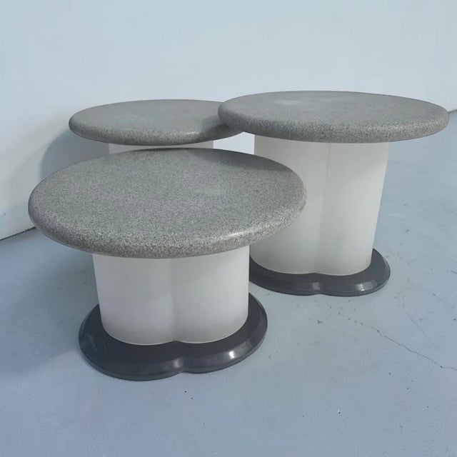 Mid-Century Modern Frosted Lucite and Stone Nesting Tables - Set of 3 For Sale - Image 3 of 11