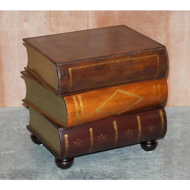 Lovely pair of Scholars Library stack of books side tables with drawers A very good looking and decorative pair of side...