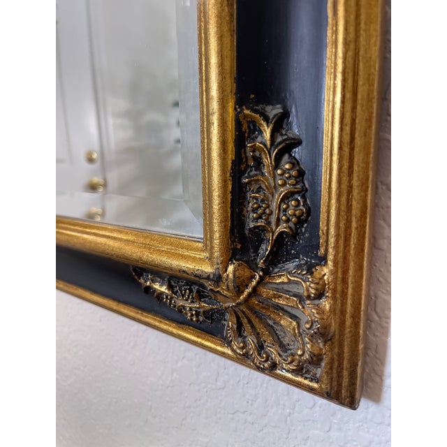 Mid 20th Century Mid-Century Regency Style Gilt and Black Beveled Mirror For Sale - Image 5 of 13