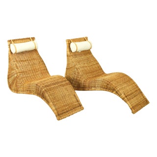 Karlskrona Rattan Lounge Chairs by Karl Malvall from Ikea, 1998, Set of 2 For Sale