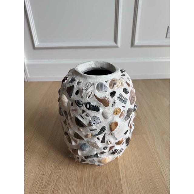 2020s Rare Large 12" "Sea Ephemera" Shell Mosaic Vessel/Memory Jar by Memor (Maxine Midtbo) For Sale - Image 5 of 10