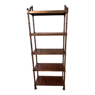 1980s Metal and Leather 5 Shelf Etagere For Sale