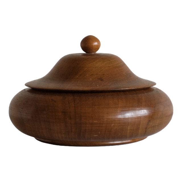 Handcrafted Wooden Lidded Bowl For Sale