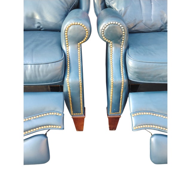 Experience Unmatched Comfort: A Pair of MotionCraft Full Grain Leather Recliners For Sale - Image 4 of 11
