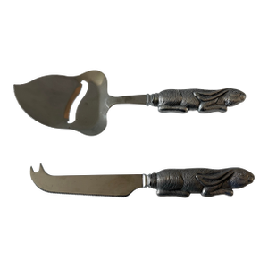 Vintage Arthur Court Cheese Knife Set With Rabbit Handles