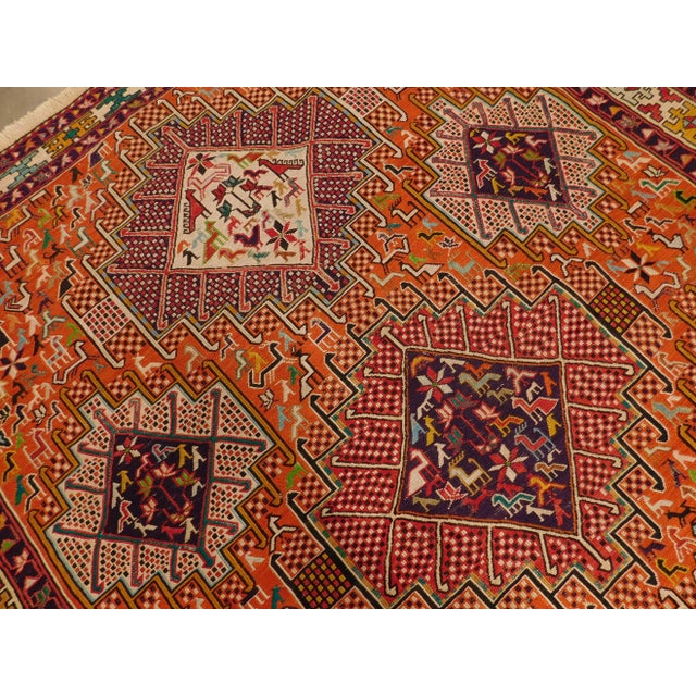 Orange Vintage Persian Flatwoven Sumac Rug For Sale - Image 8 of 13