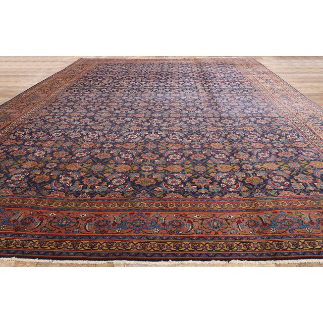 Navy Blue Antique Navy Blue Persian Tabriz Rug - 10'11 X 17'00 For Sale - Image 8 of 9